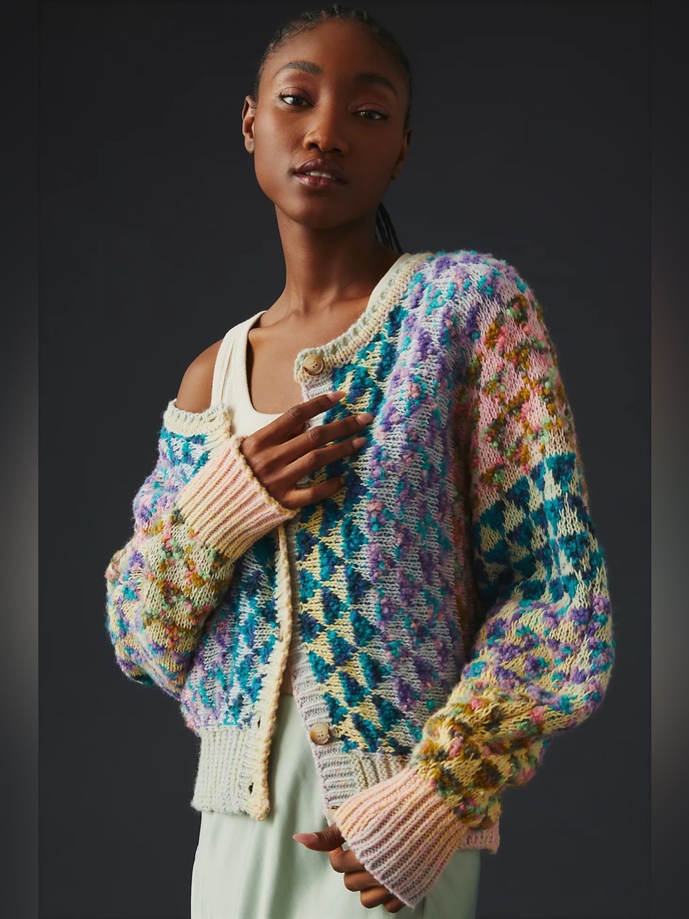 Anthropologie textured cardigan sweater size large - Picture 2 of 13